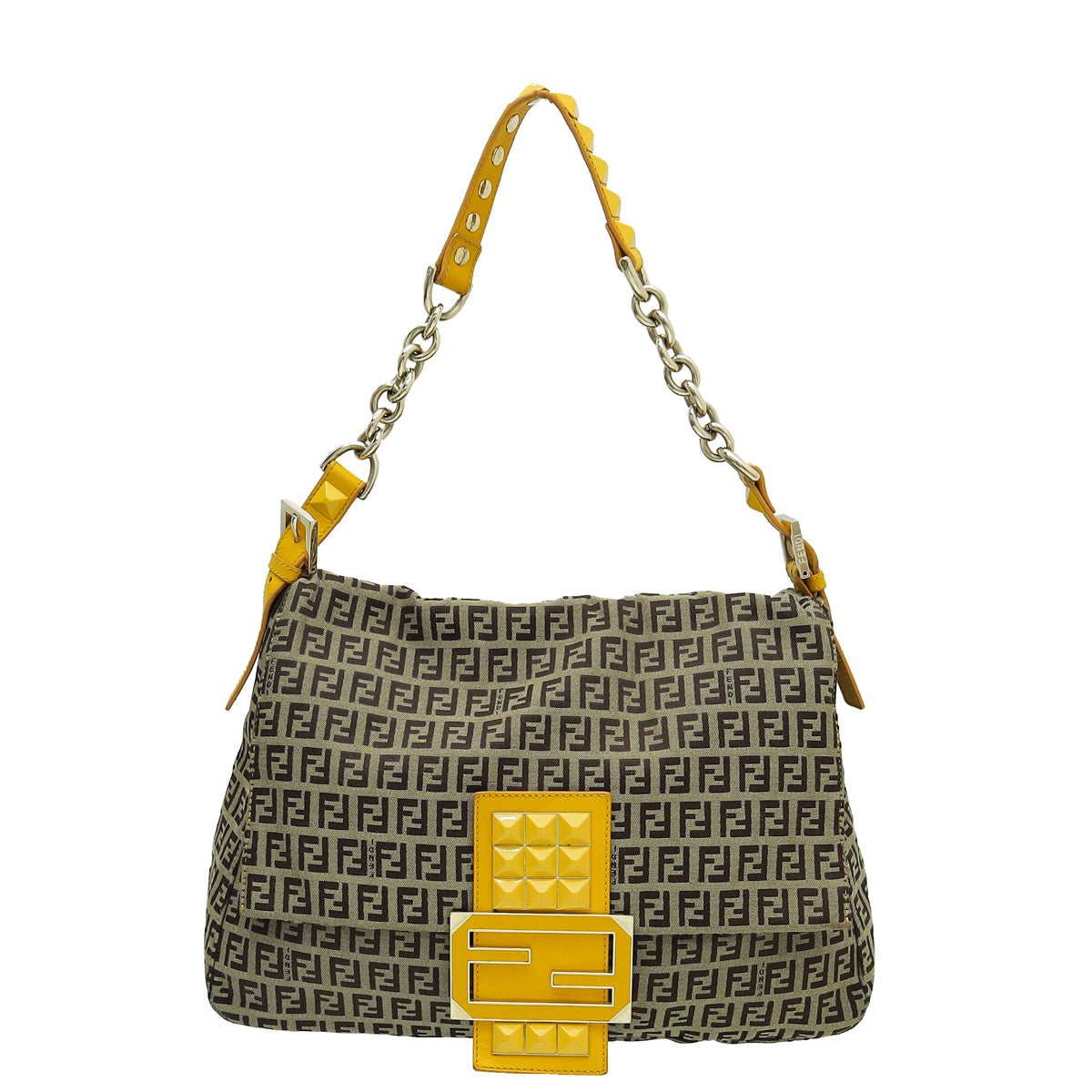 Fendi Zucchino Studded Forever Mama Baguette Bag-Fendi-THE CLOSET