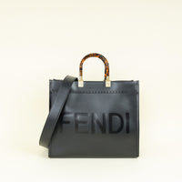 Fendi Black Sunshine Medium Shopping Tote Bag