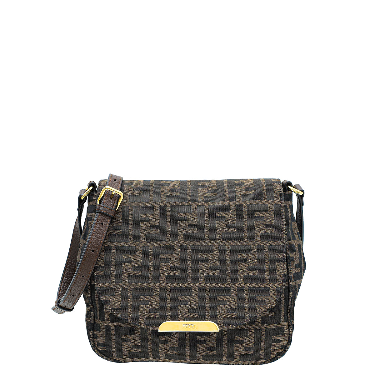 Fendi Tobacco Zucca Crossbody Flap Bag-Fendi-THE CLOSET