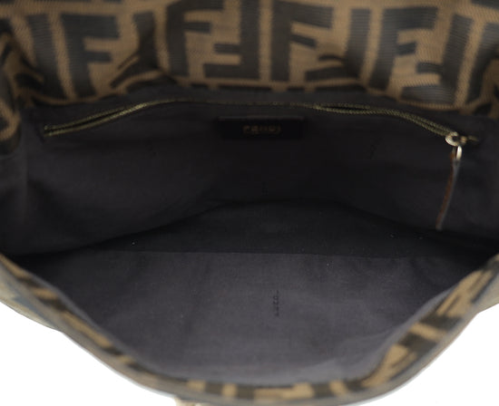 Fendi Tobacco Zucca Baguette Maxi Flap Shoulder Bag