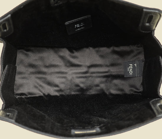 Fendi Black Multicolor FF Embroidered Defender Bag