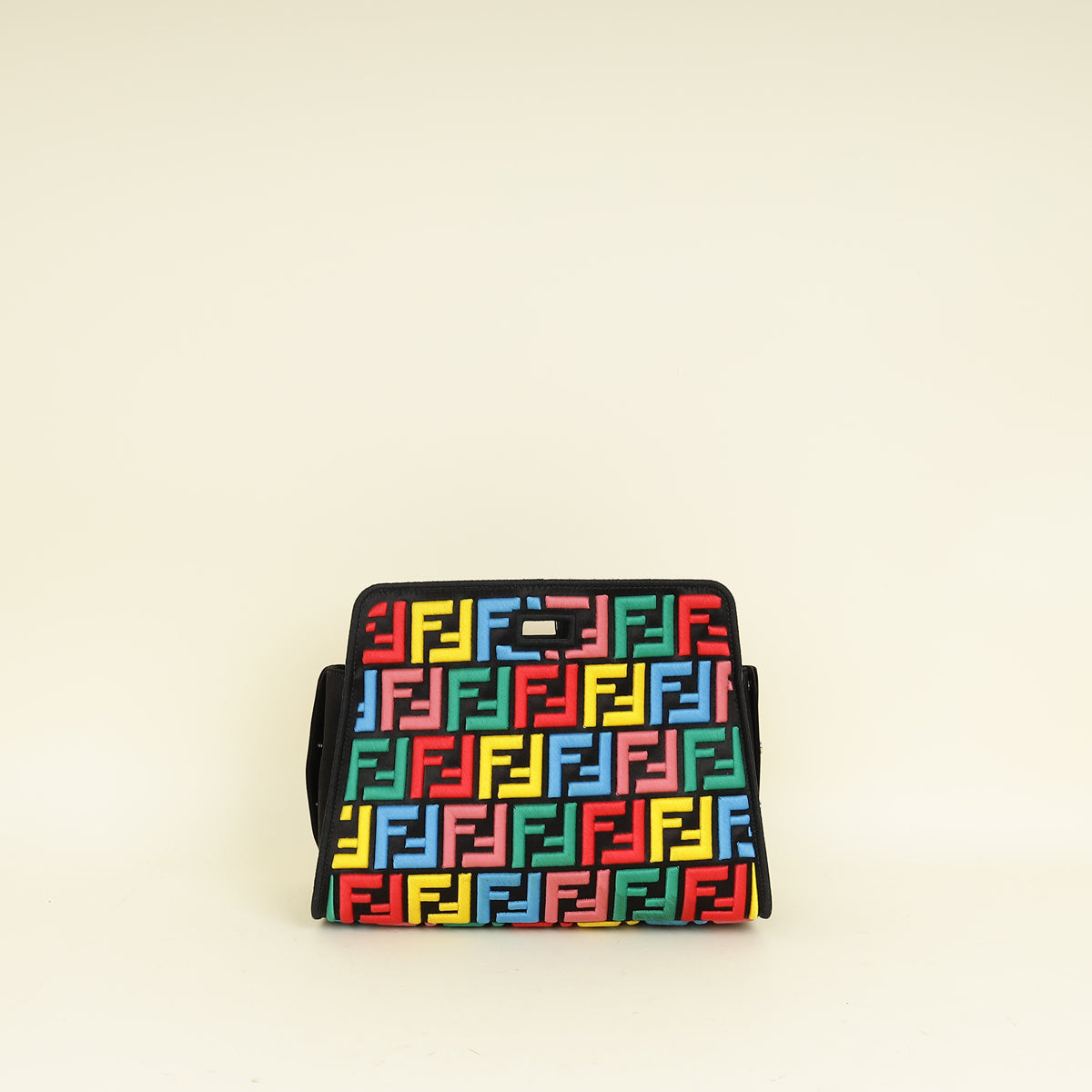 Fendi Black Multicolor FF Embroidered Defender Bag