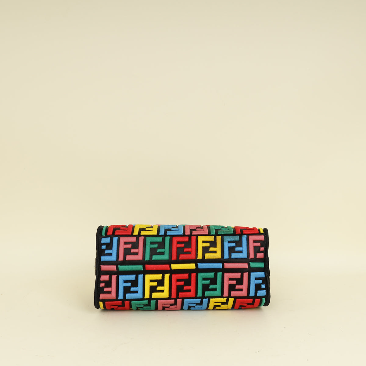 Fendi Black Multicolor FF Embroidered Defender Bag