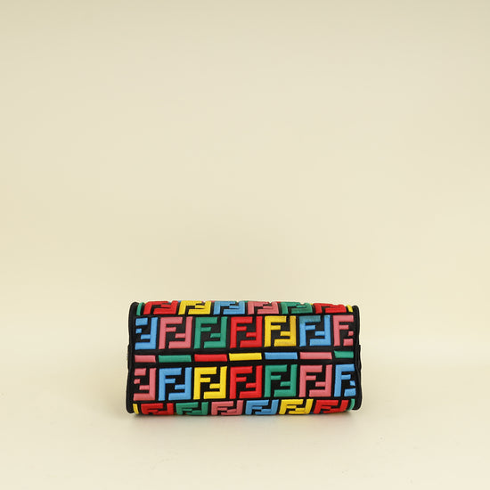 Fendi Black Multicolor FF Embroidered Defender Bag