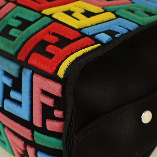 Fendi Black Multicolor FF Embroidered Defender Bag