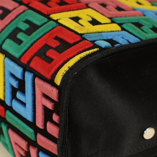 Fendi Black Multicolor FF Embroidered Defender Bag
