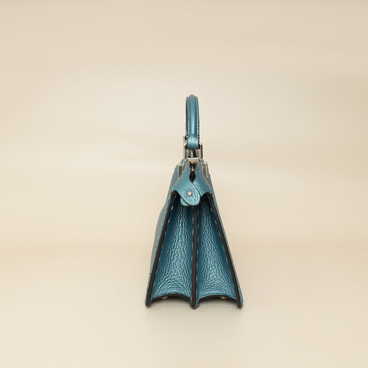 Fendi Metallic Blue Selleria Peekaboo ISeeU Petite Bag-Fendi-THE CLOSET