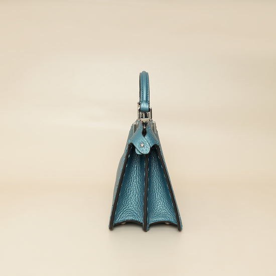 Fendi Metallic Blue Selleria Peekaboo ISeeU Petite Bag-Fendi-THE CLOSET