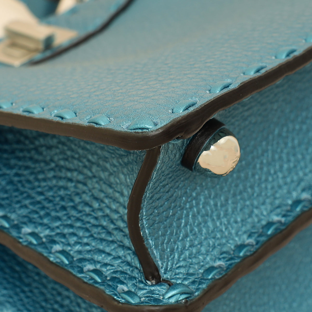 Fendi Metallic Blue Selleria Peekaboo ISeeU Petite Bag-Fendi-THE CLOSET