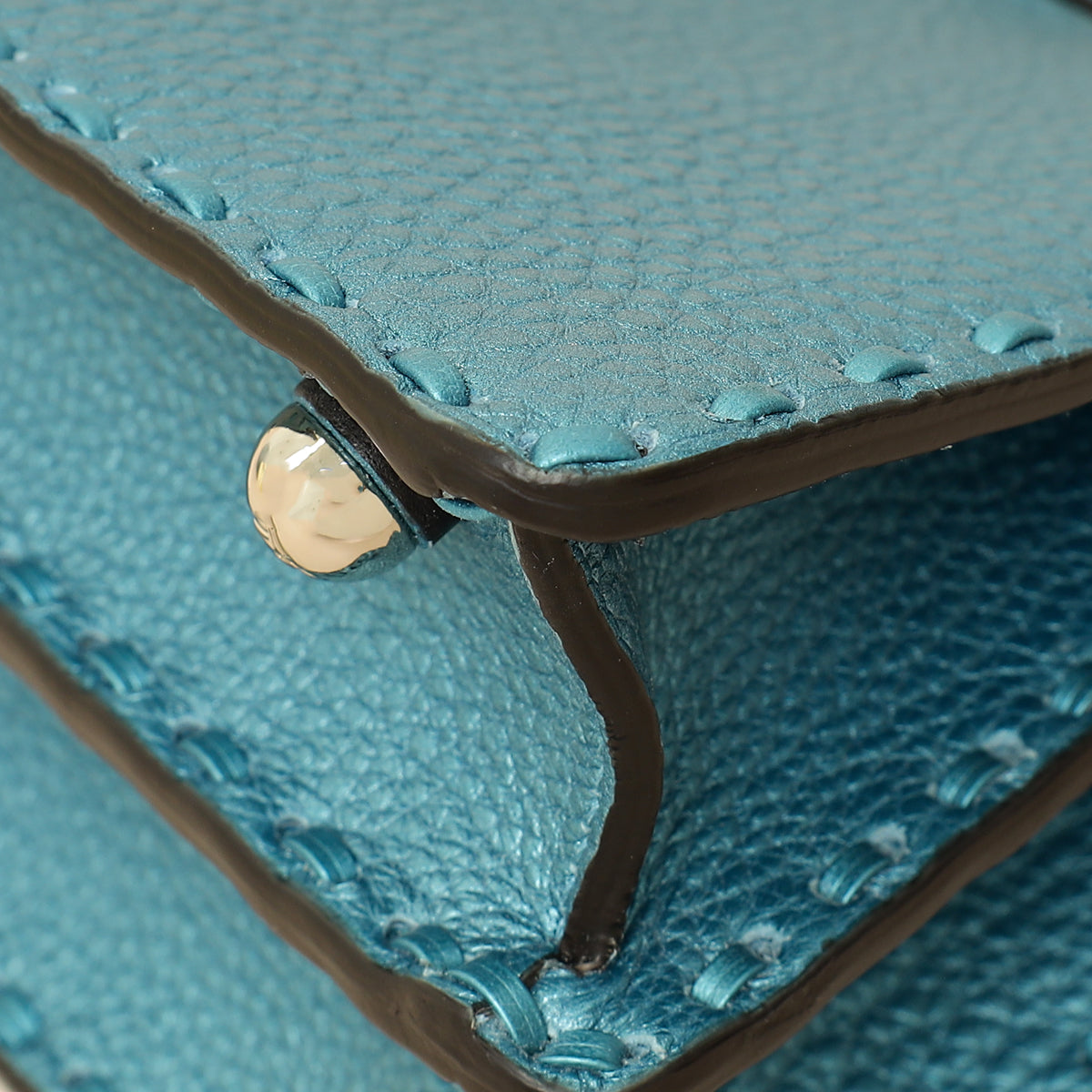 Fendi Metallic Blue Selleria Peekaboo ISeeU Petite Bag-Fendi-THE CLOSET