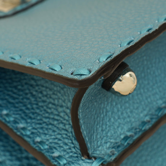 Fendi Metallic Blue Selleria Peekaboo ISeeU Petite Bag-Fendi-THE CLOSET