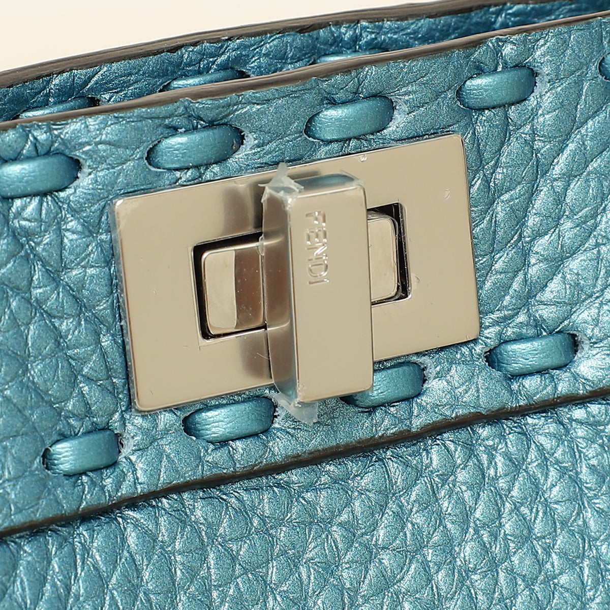 Fendi Metallic Blue Selleria Peekaboo ISeeU Petite Bag-Fendi-THE CLOSET