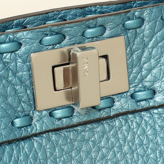 Fendi Metallic Blue Selleria Peekaboo ISeeU Petite Bag-Fendi-THE CLOSET