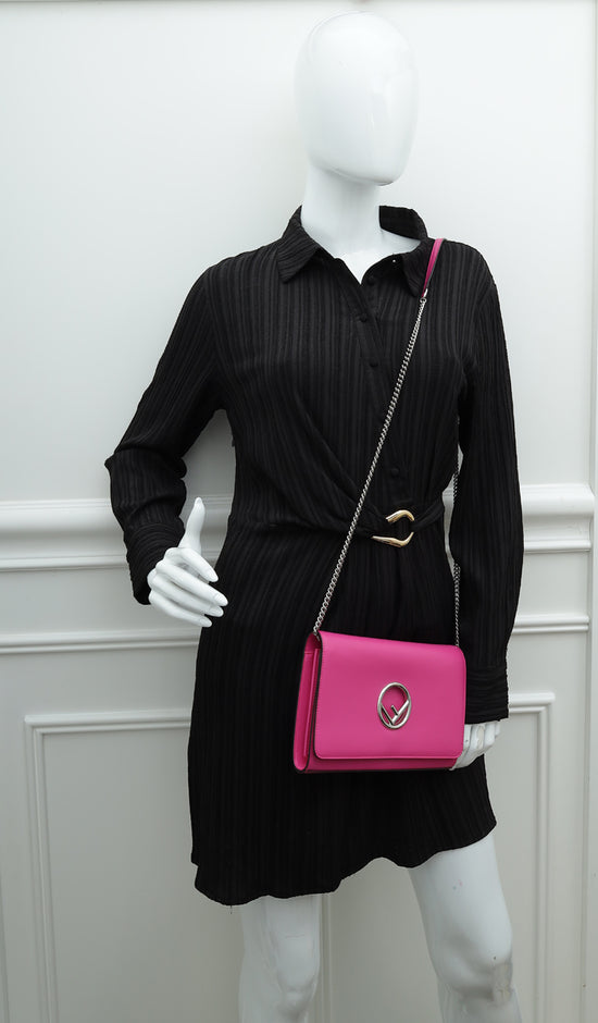 Fendi Fuchsia F Logo Wallet On Chain Clutch