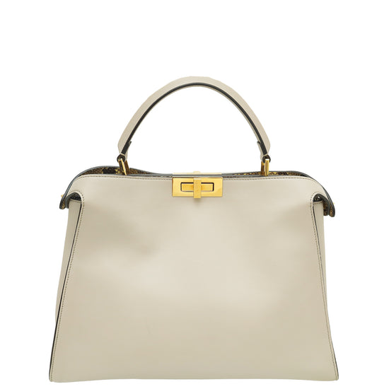 Fendi Light Etoupe Peekaboo Iconic Essentially Satchel Large Bag