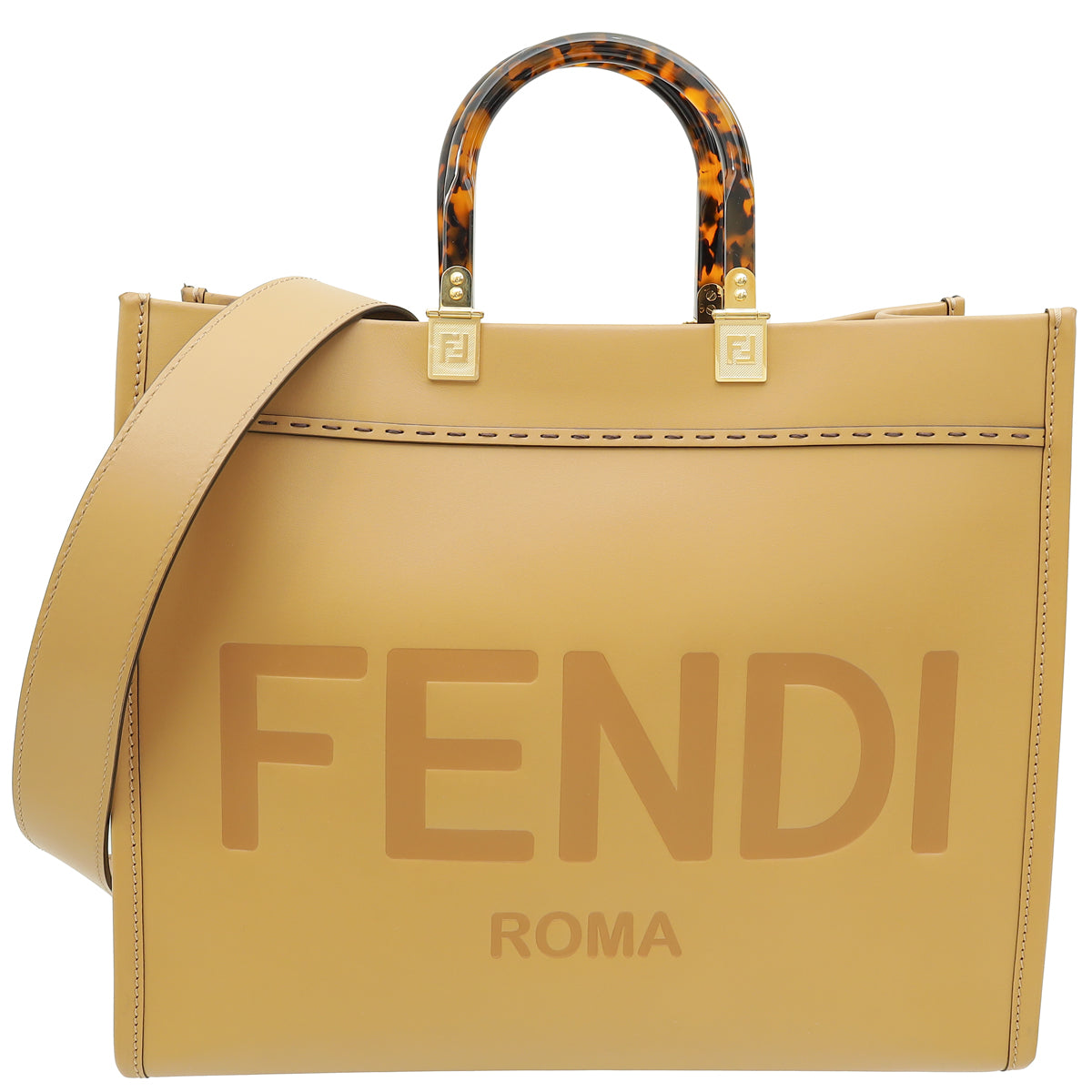 Fendi Beige Sunshine Medium Shopping Tote Bag-Fendi-THE CLOSET