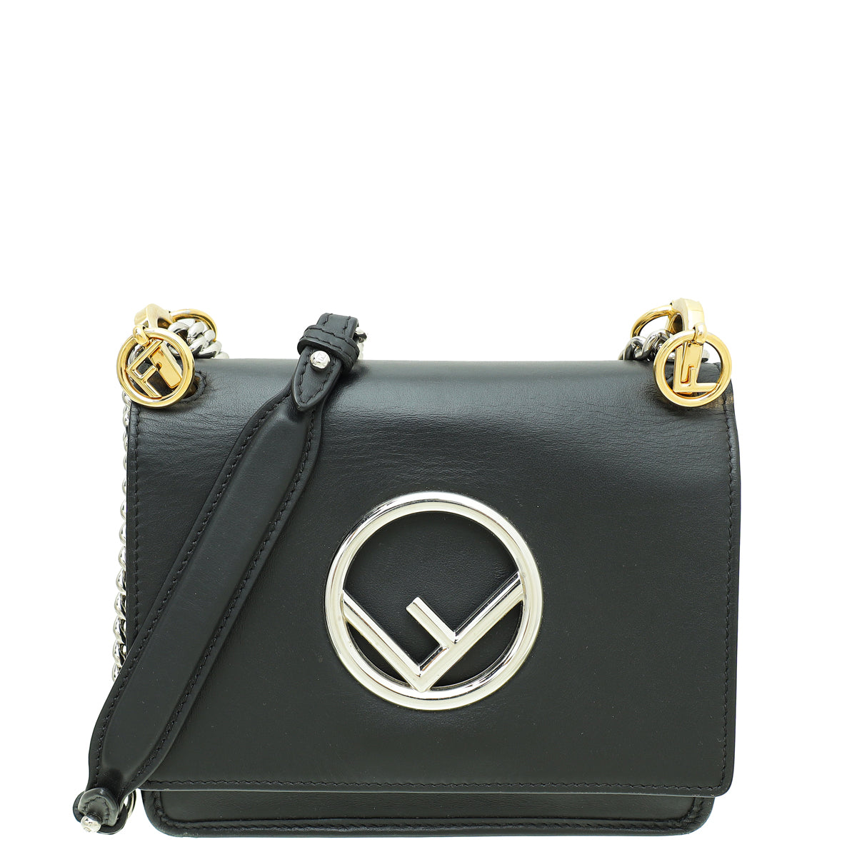 Fendi Black Kan I F Flap Bag-Fendi-THE CLOSET