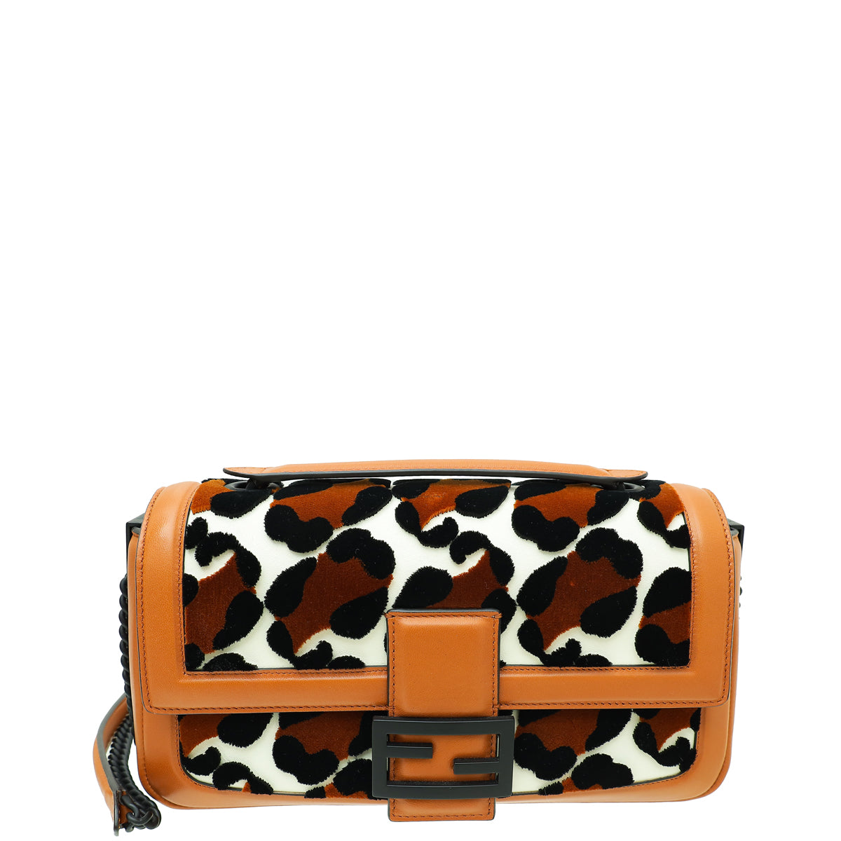 Fendi Bicolor Velvet Soft Nappa Cow Print Baguette Chain-Fendi-THE CLOSET