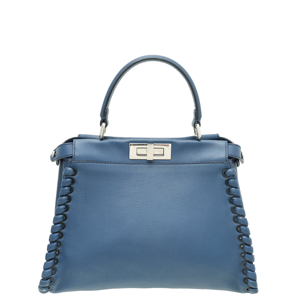 Fendi Navy Blue Whipstitch Peekaboo Regular Bag-Fendi-THE CLOSET