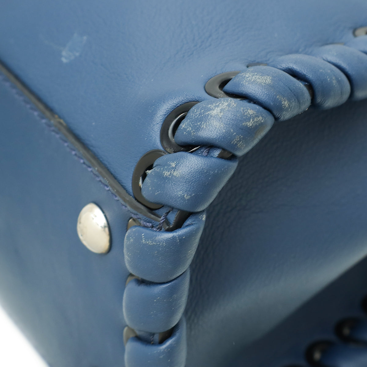 Fendi Navy Blue Whipstitch Peekaboo Regular Bag
