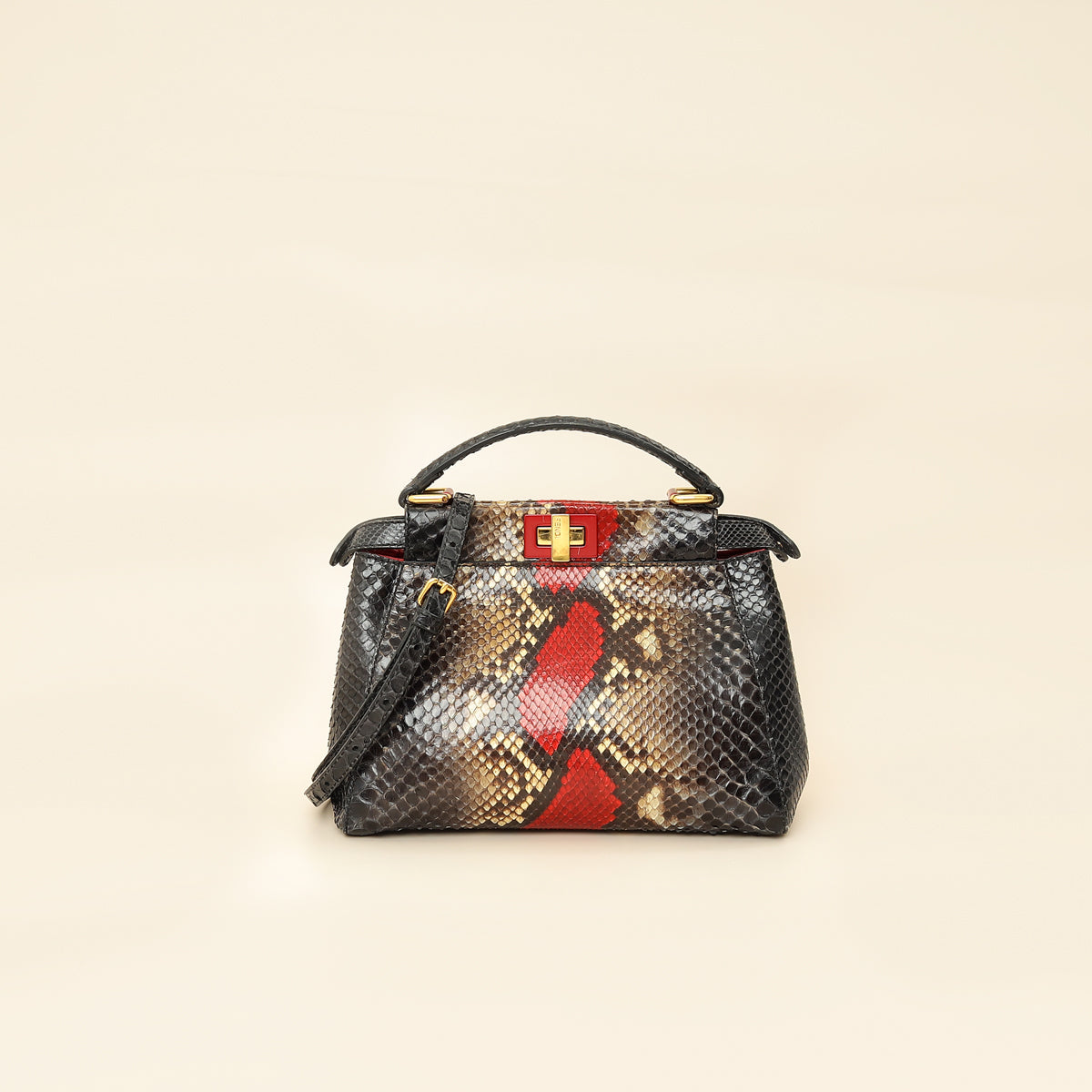 Fendi Bicolor Peekaboo Python Mini Bag-Fendi-THE CLOSET
