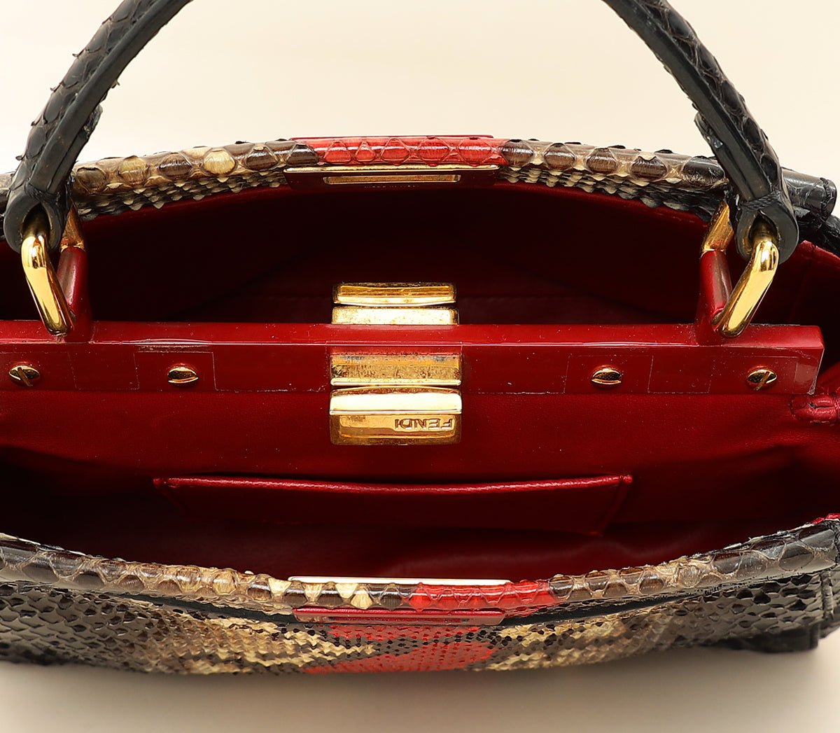 Fendi Bicolor Peekaboo Python Mini Bag-Fendi-THE CLOSET