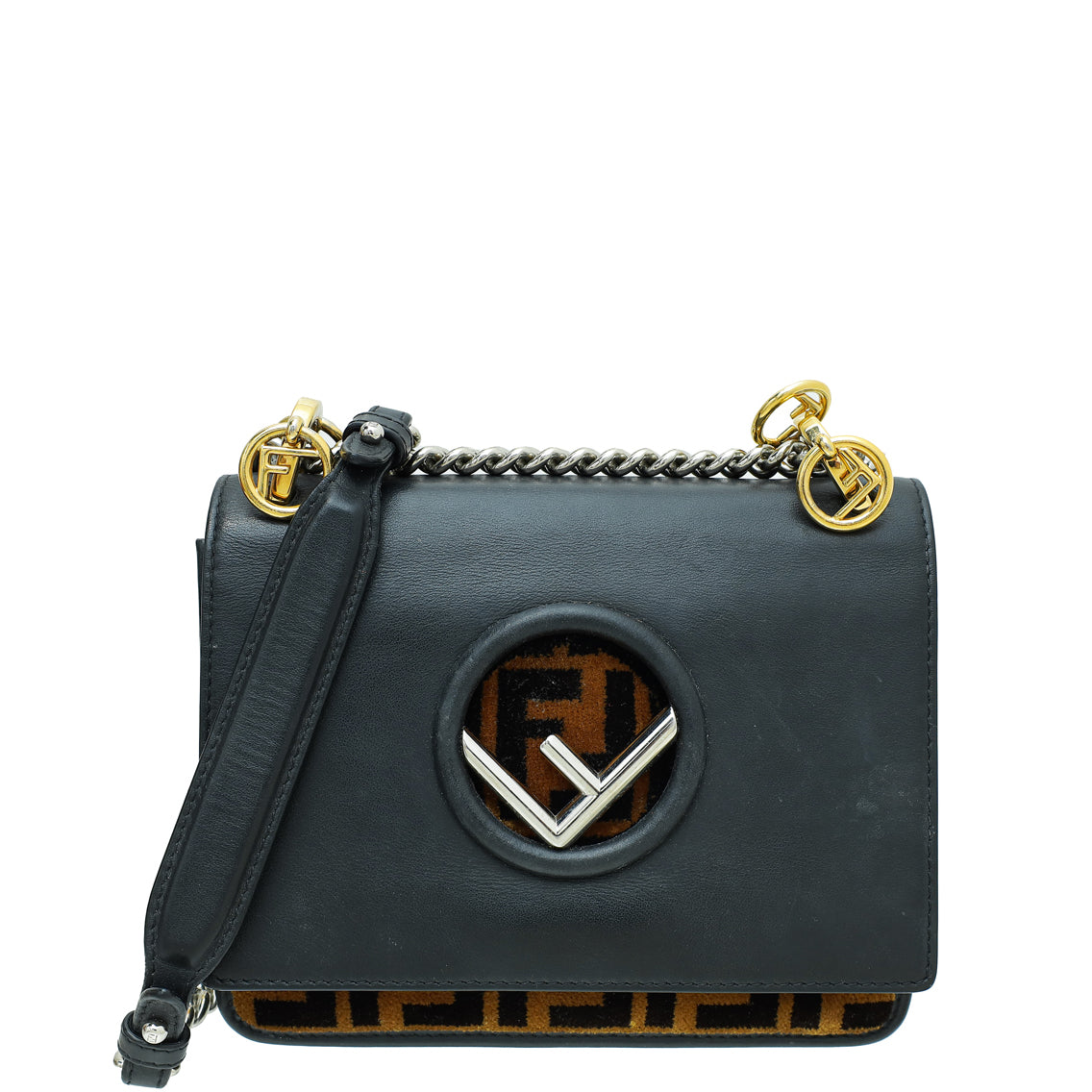 Fendi Bicolor Kan I Calfskin Velvet Small Bag-Fendi-THE CLOSET