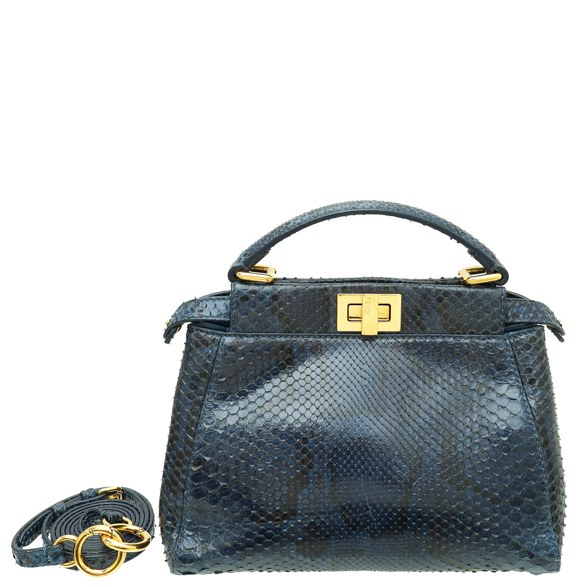Fendi Navy Blue Python Peekaboo Mini Bag-Fendi-THE CLOSET