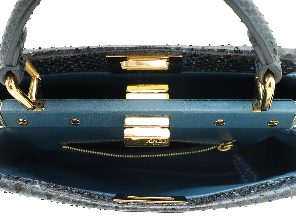 Fendi Navy Blue Python Peekaboo Mini Bag