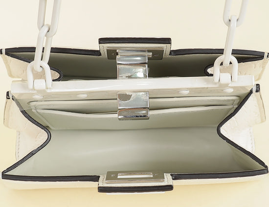 Fendi White Matte Crocodile Peekaboo Cut Bag