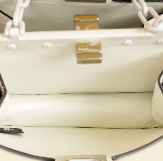 Fendi White Matte Crocodile Peekaboo Cut Bag