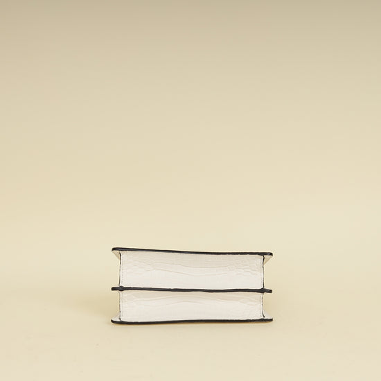 Fendi White Matte Crocodile Peekaboo Cut Bag