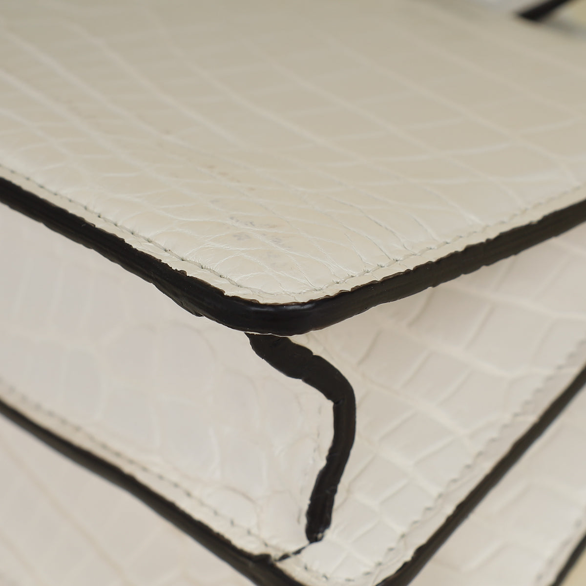 Fendi White Matte Crocodile Peekaboo Cut Bag