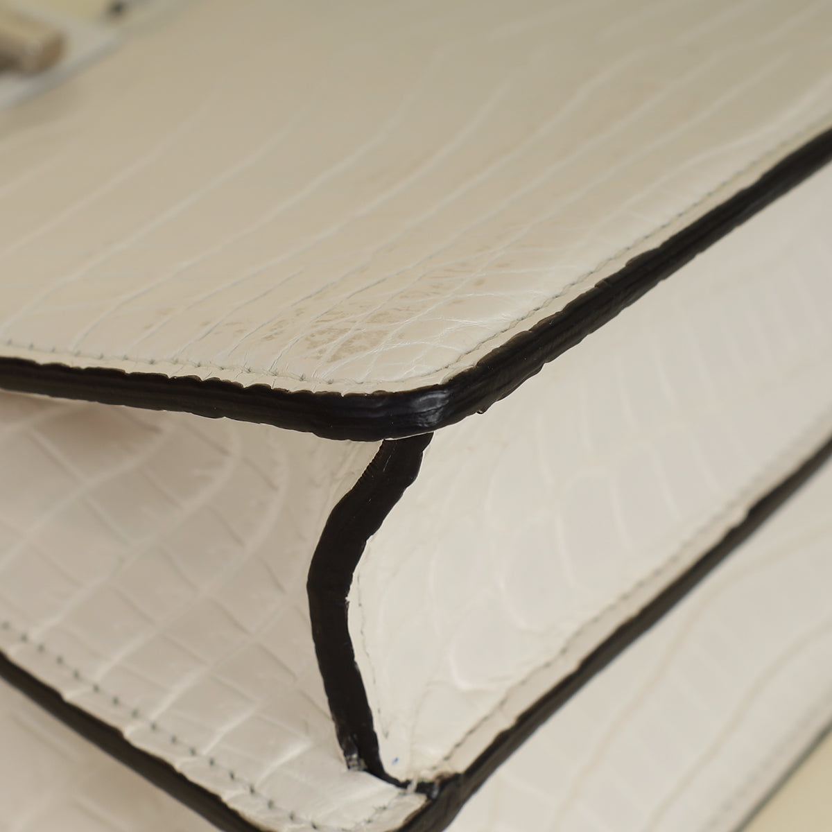 Fendi White Matte Crocodile Peekaboo Cut Bag