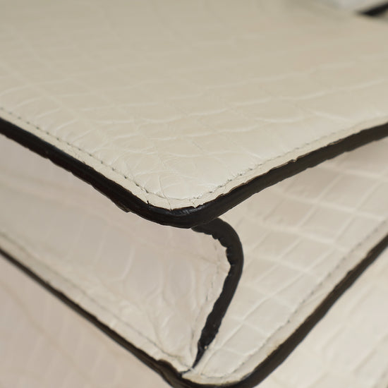 Fendi White Matte Crocodile Peekaboo Cut Bag