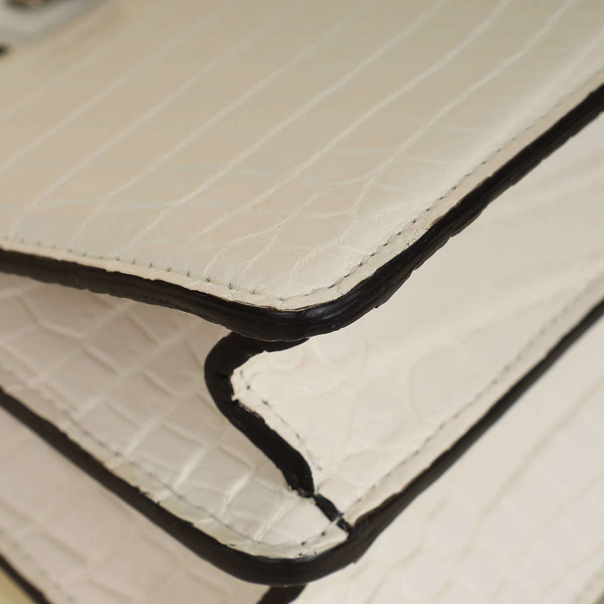 Fendi White Matte Crocodile Peekaboo Cut Bag