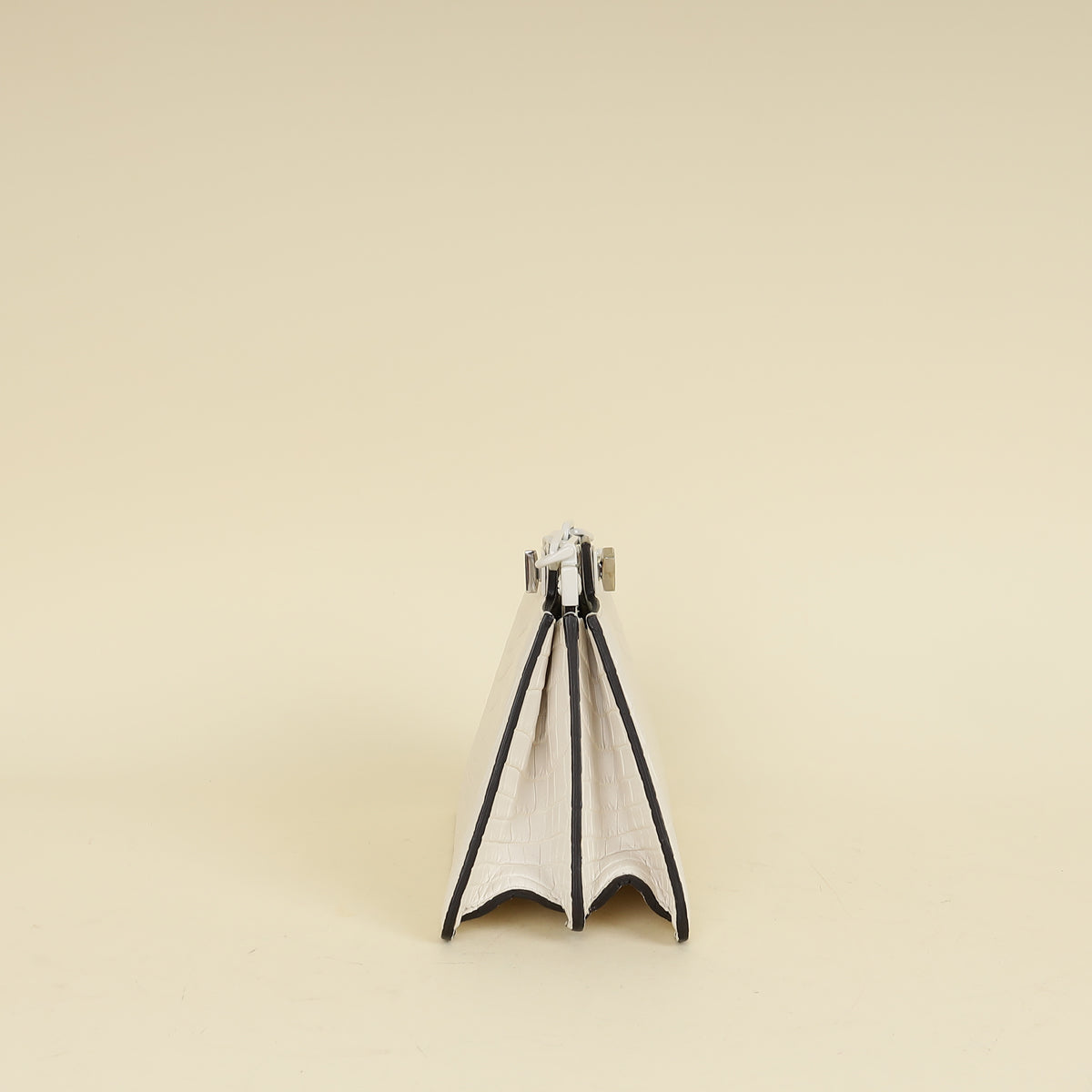 Fendi White Matte Crocodile Peekaboo Cut Bag