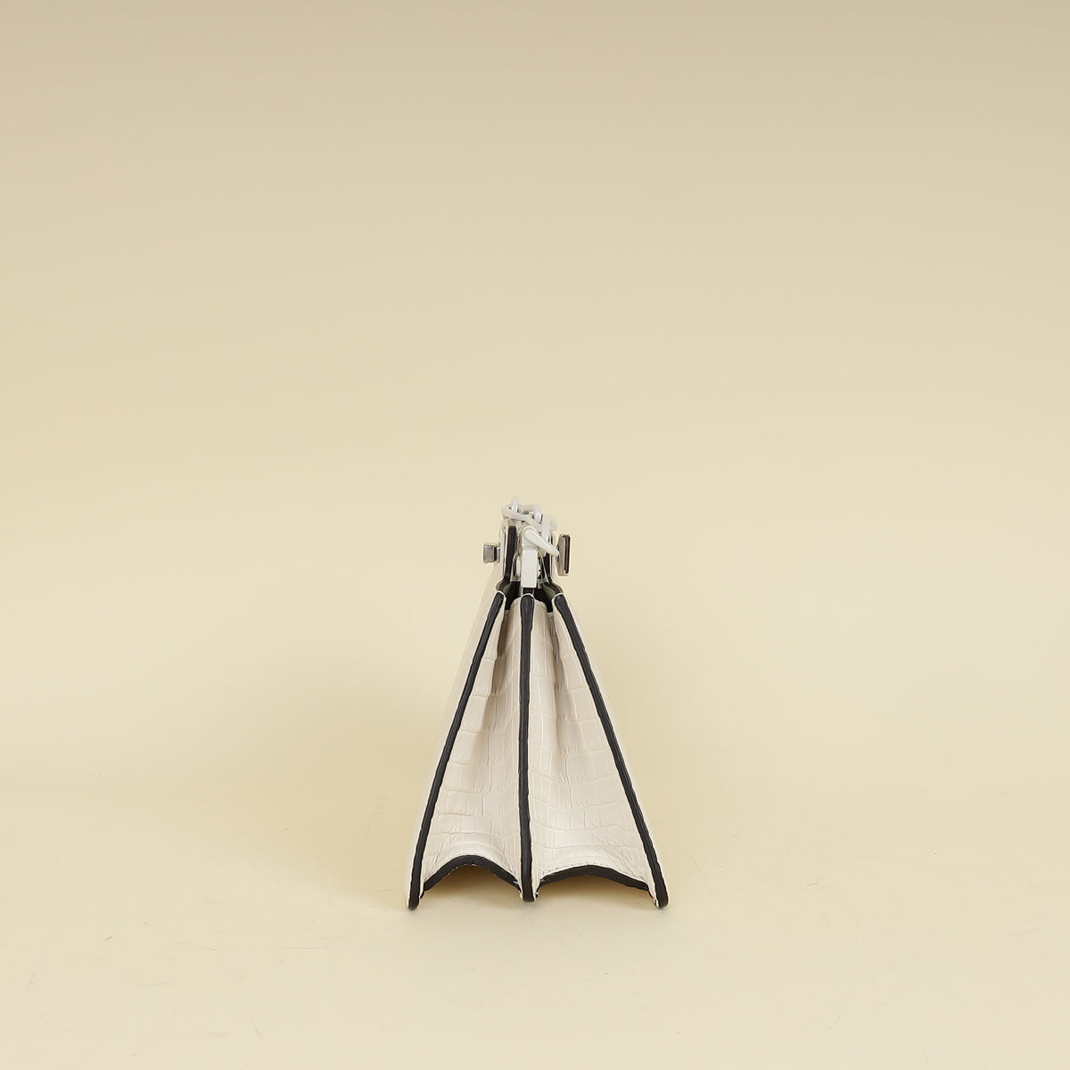 Fendi White Matte Crocodile Peekaboo Cut Bag