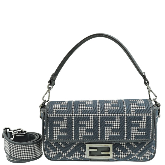 Fendi Bicolor FF Embroidered Baguette Bag