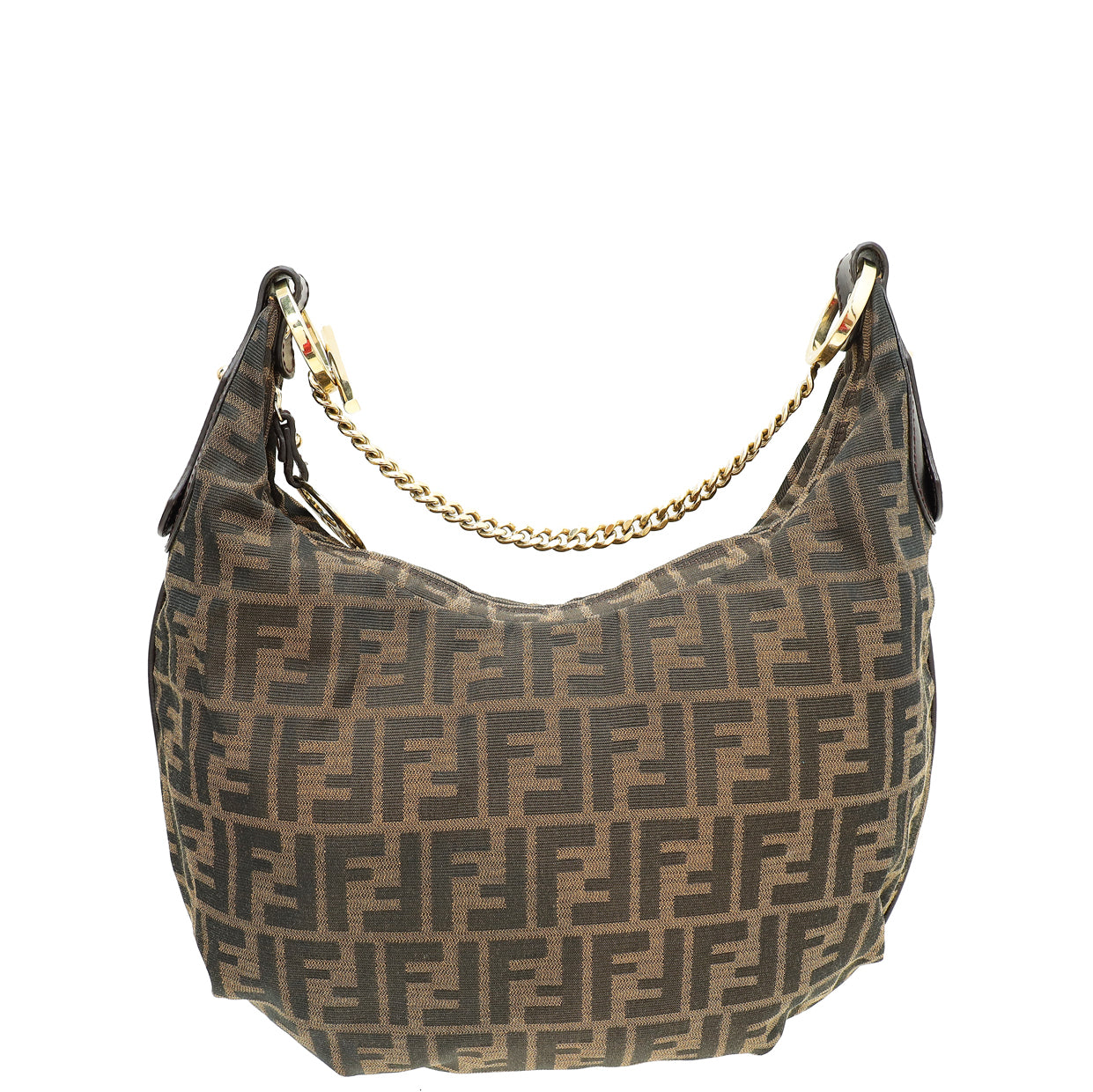 Fendi Tobacco Zucca Chef Chain Hobo Medium Bag-Fendi-THE CLOSET