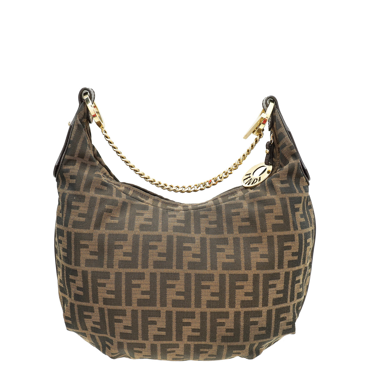 Fendi Tobacco Zucca Chef Chain Hobo Medium Bag-Fendi-THE CLOSET