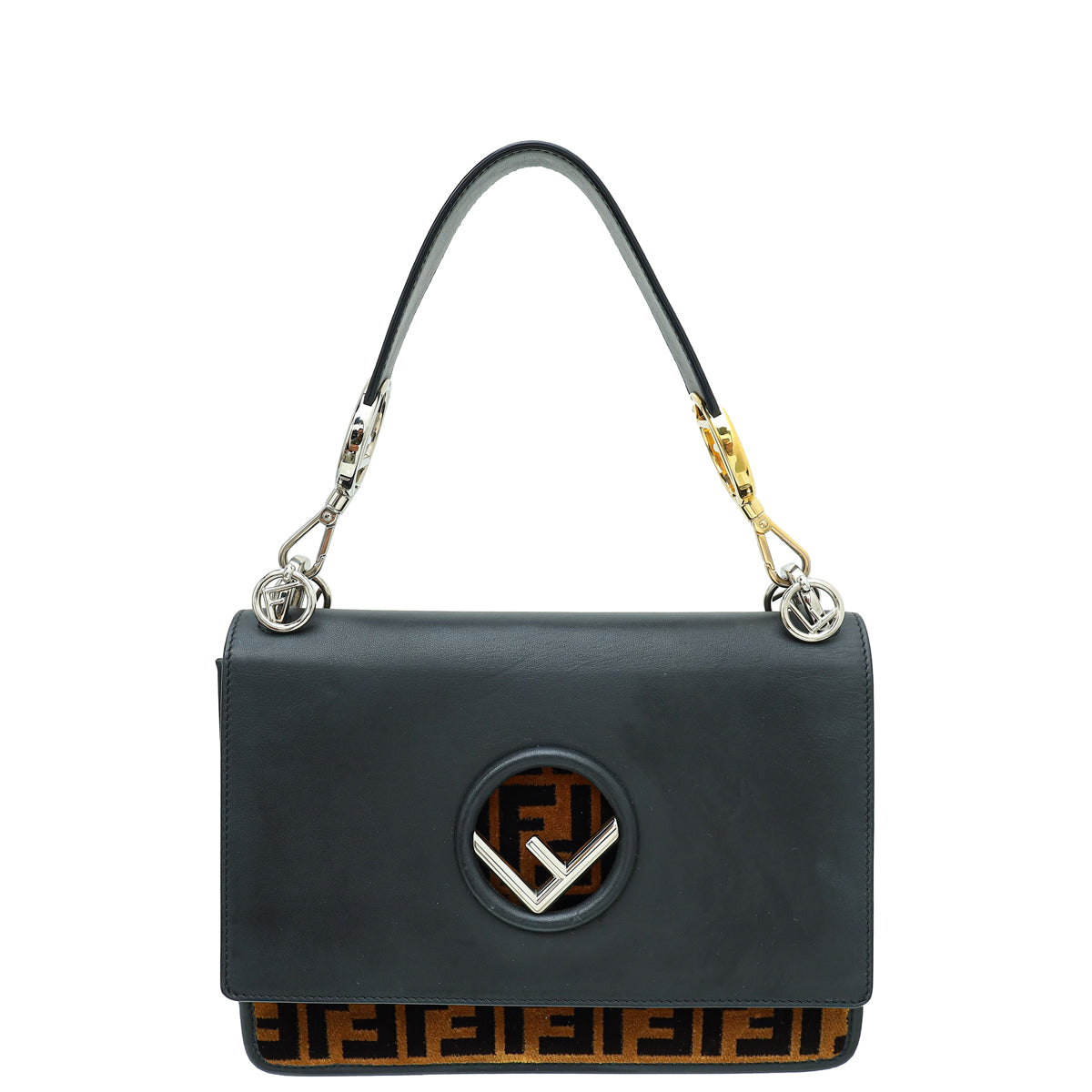 Fendi Bicolor Velvet Kan I F Flap Medium Bag-Fendi-THE CLOSET