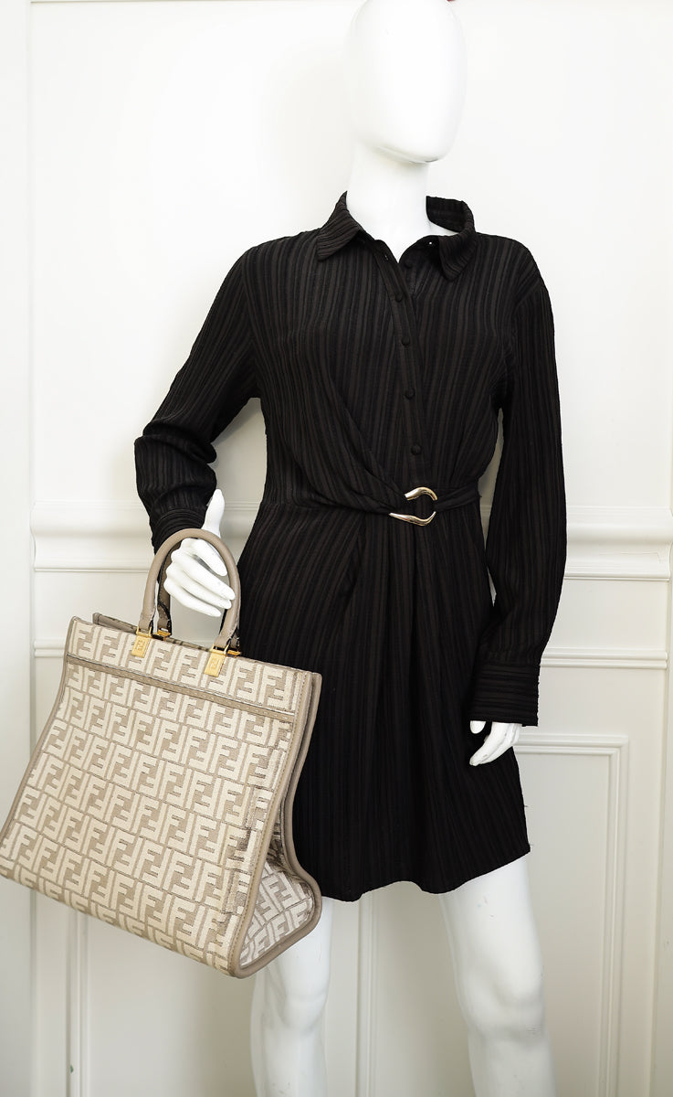 Fendi Dove Grey Sunshine Medium Shopping Tote Bag