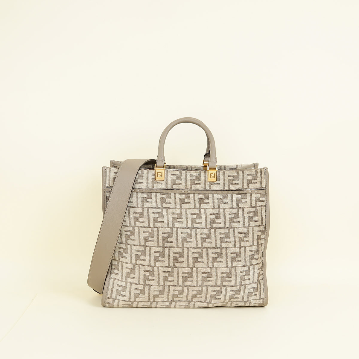Fendi Dove Grey Sunshine Medium Shopping Tote Bag