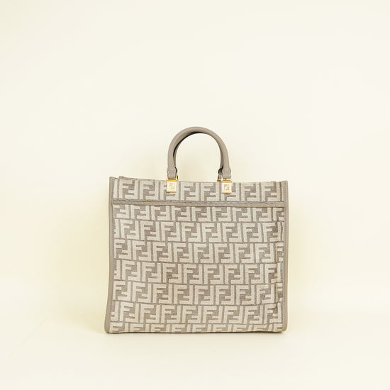 Fendi Dove Grey Sunshine Medium Shopping Tote Bag