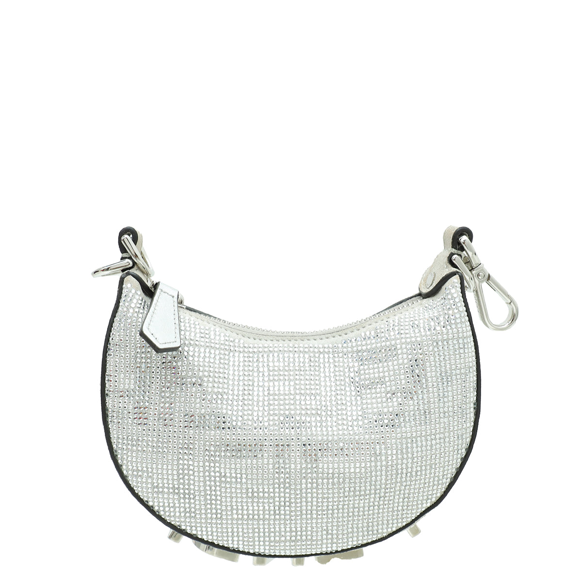 Fendi Silver Nano Fendigraphy Crystal Embellished Bag-Fendi-THE CLOSET