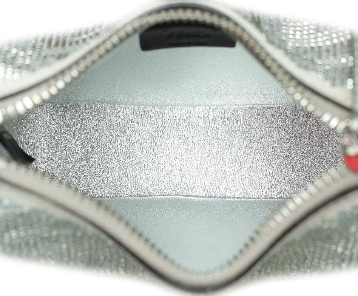 Fendi Silver Nano Fendigraphy Crystal Embellished Bag – THE CLOSET