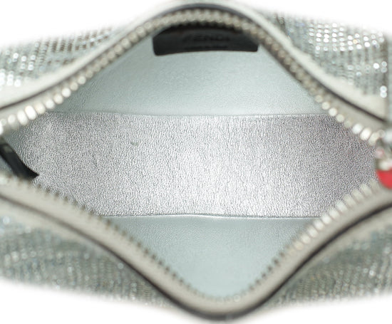 Fendi Silver Nano Fendigraphy Crystal Embellished Bag