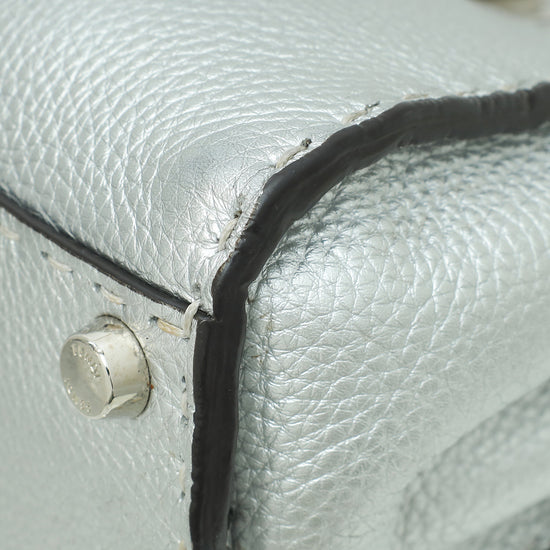 Fendi Metallic Silver Selleria Mini Peekaboo Bag