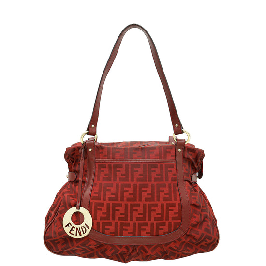 Fendi Red FF Zucca Chef Large Shoulder Bag